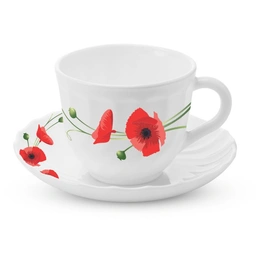 Red Carnation Cup & Fluted Saucer Set