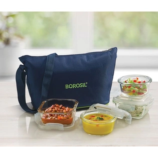 4 Container Microwavable Glass LunchBox (Purse Bag)