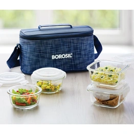 4 Container Microwavable Glass Lunch Box (D'Sign Bag)