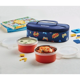 Blaze Blue SS LunchBox with 2 Orange Containers