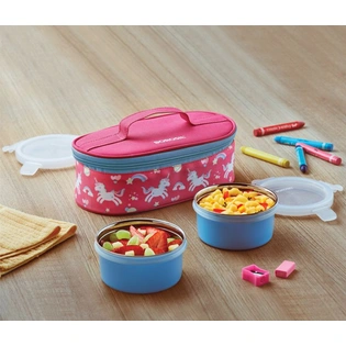 Candy Pink SS LunchBox with 2 Blue Containers