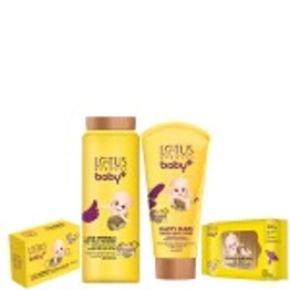 LOTUS HERBALS BABY+ COMBO PACK (SOAP-75G+ POWDER-100GM+CRÈME-100GM+WIPES-24 N)