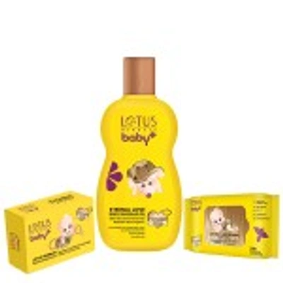 LOTUS HERBALS BABY+ COMBO PACK (OIL-200ML+SOAP-75G+WIPES-24N)