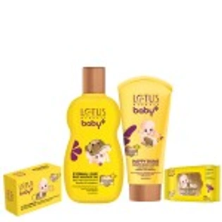 LOTUS HERBALS BABY+ COMBO PACK (OIL-100ML+SOAP-75G+CRÈME-100GM+WIPES-24N)