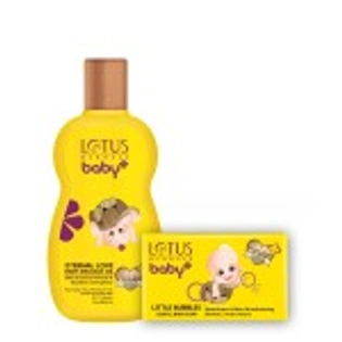 LOTUS HERBALS BABY+ COMBO PACK - ETERNAL LOVE BABY MASSAGE OIL & LITTLE BUBBLES GENTLE BATHING SOAP