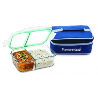 Signoraware Slim Glass Small Lunch Box (1000 ml.) with Bag