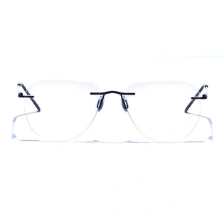 GRAVIATE by Coolwinks E12B8484 Matte Black Oval Rimless Eyeglasses for Men and Women