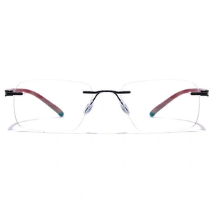 GRAVIATE by Coolwinks E12A7624 Glossy Black Rimless Retro Square Eyeglasses for Men and Women