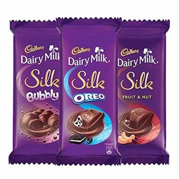 Cadbury Dairy Milk Silk Large Chocolates Combo (1 x Silk Oreo 130g, 1 x Silk Bubbly 120g and 1 x Silk Fruit and Nut 137g)