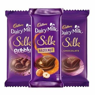 Cadbury Dairy Milk Silk Large Chocolates Combo (1 x Silk Plain 150g, 1 x Silk Bubbly 120g and 1 x Silk Hazelnut 143g)