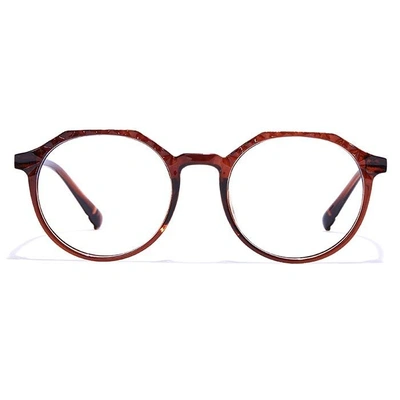 GRAVIATE by Coolwinks E15A7310 Glossy Brown Full Frame Round Eyeglasses for Men and Women