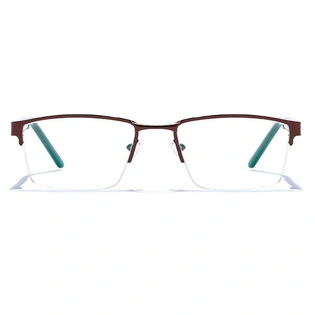 GRAVIATE by Coolwinks E15A6773 Glossy Brown Half Frame Rectangle Eyeglasses for Men and Women