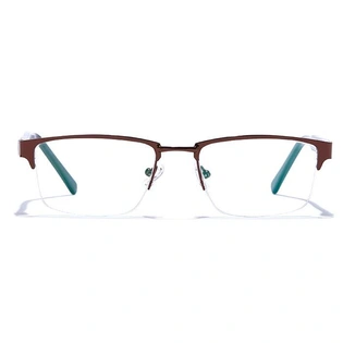 GRAVIATE by Coolwinks E15B6782 Glossy Brown Half Frame Rectangle Eyeglasses for Men and Women