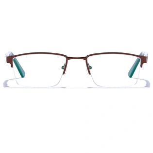 GRAVIATE by Coolwinks E15C6775 Glossy Brown Half Frame Rectangle Eyeglasses for Men and Women