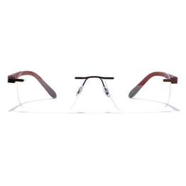 GRAVIATE by Coolwinks E15A7610 Glossy Brown Rimless Rectangle Eyeglasses for Men and Women