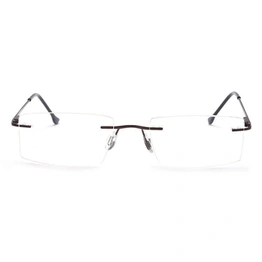 GRAVIATE by Coolwinks E15C4107 Matte Brown Rimless Rectangle Eyeglasses for Men and Women