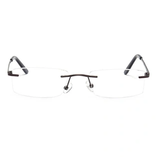 GRAVIATE by Coolwinks E15C4117 Matte Brown Rimless Rectangle Eyeglasses for Men and Women