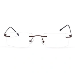 GRAVIATE by Coolwinks E15C4119 Glossy Brown Rimless Rectangle Eyeglasses for Men and Women