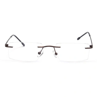 GRAVIATE by Coolwinks E15C4119 Glossy Brown Rimless Rectangle Eyeglasses for Men and Women