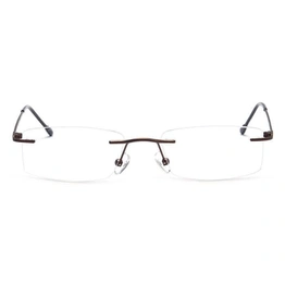 GRAVIATE by Coolwinks E15C4121 Matte Brown Rimless Rectangle Eyeglasses for Men and Women