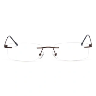 GRAVIATE by Coolwinks E15C4121 Matte Brown Rimless Rectangle Eyeglasses for Men and Women