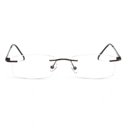 GRAVIATE by Coolwinks E15C4127 Matte Brown Rimless Rectangle Eyeglasses for Men and Women