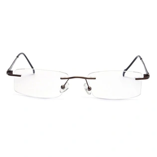 GRAVIATE by Coolwinks E15C4129 Matte Brown Rimless Rectangle Eyeglasses for Men and Women