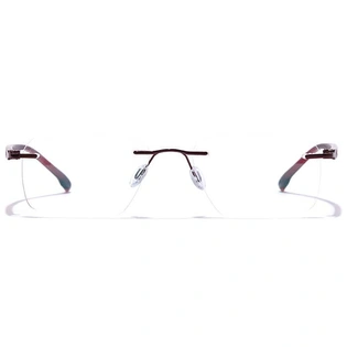 GRAVIATE by Coolwinks E15C7607 Glossy Brown Rimless Rectangle Eyeglasses for Men and Women