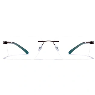 GRAVIATE by Coolwinks E15A7621 Glossy Brown Rimless Retro Square Eyeglasses for Men and Women