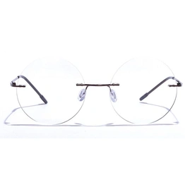 GRAVIATE by Coolwinks E15A6154 Glossy Brown Rimless Round Eyeglasses for Men and Women