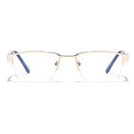 GRAVIATE by Coolwinks E25A6779 Glossy Gold Half Frame Rectangle Eyeglasses for Men and Women