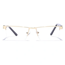 GRAVIATE by Coolwinks E25A6899 Glossy Gold Half Frame Rectangle Eyeglasses for Men and Women