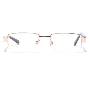 GRAVIATE by Coolwinks E25A7110 Glossy Gold Half Frame Rectangle Eyeglasses for Men and Women