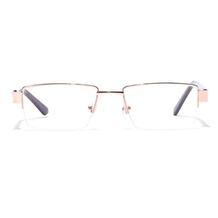 GRAVIATE by Coolwinks E25A7113 Glossy Gold Half Frame Rectangle Eyeglasses for Men and Women