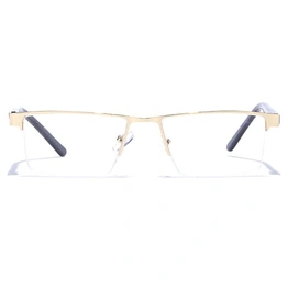 GRAVIATE by Coolwinks E25B6895 Glossy Gold Half Frame Rectangle Eyeglasses for Men and Women