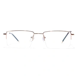 GRAVIATE by Coolwinks E25B7022 Glossy Gold Half Frame Rectangle Eyeglasses for Men and Women