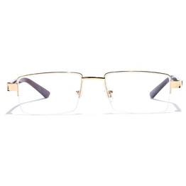 GRAVIATE by Coolwinks E25B7212 Glossy Gold Half Frame Rectangle Eyeglasses for Men and Women