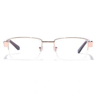 GRAVIATE by Coolwinks E25C7049 Glossy Gold Half Frame Rectangle Eyeglasses for Men and Women