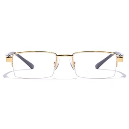 GRAVIATE by Coolwinks E25C7173 Glossy Gold Half Frame Rectangle Eyeglasses for Men and Women