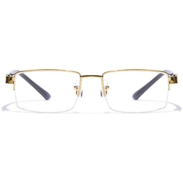 GRAVIATE by Coolwinks E25C7177 Glossy Gold Half Frame Rectangle Eyeglasses for Men and Women