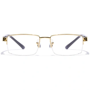 GRAVIATE by Coolwinks E25C7177 Glossy Gold Half Frame Rectangle Eyeglasses for Men and Women