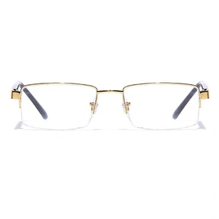 GRAVIATE by Coolwinks E25C7193 Glossy Gold Half Frame Rectangle Eyeglasses for Men and Women