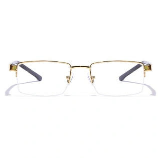 GRAVIATE by Coolwinks E25C7197 Glossy Gold Half Frame Rectangle Eyeglasses for Men and Women