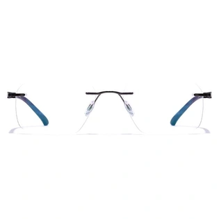 GRAVIATE by Coolwinks E13A7620 Glossy Gunmetal Rimless Retro Square Eyeglasses for Men and Women