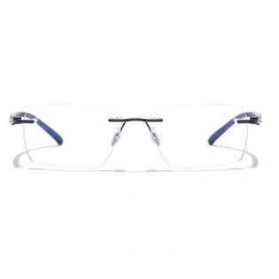 GRAVIATE by Coolwinks E13B7623 Glossy Gunmetal Rimless Retro Square Eyeglasses for Men and Women