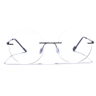 GRAVIATE by Coolwinks E13A6153 Glossy Gunmetal Rimless Round Eyeglasses for Men and Women