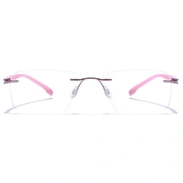 GRAVIATE by Coolwinks E23B7605 Glossy Pink Rimless Rectangle Eyeglasses for Women