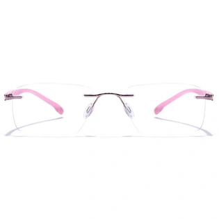 GRAVIATE by Coolwinks E23B7605 Glossy Pink Rimless Rectangle Eyeglasses for Women