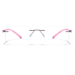 GRAVIATE by Coolwinks E23C7623 Glossy Pink Rimless Retro Square Eyeglasses for Women