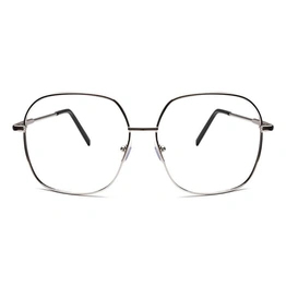 GRAVIATE by Coolwinks E10A6569 Glossy Silver Full Frame Retro Square Eyeglasses for Men and Women